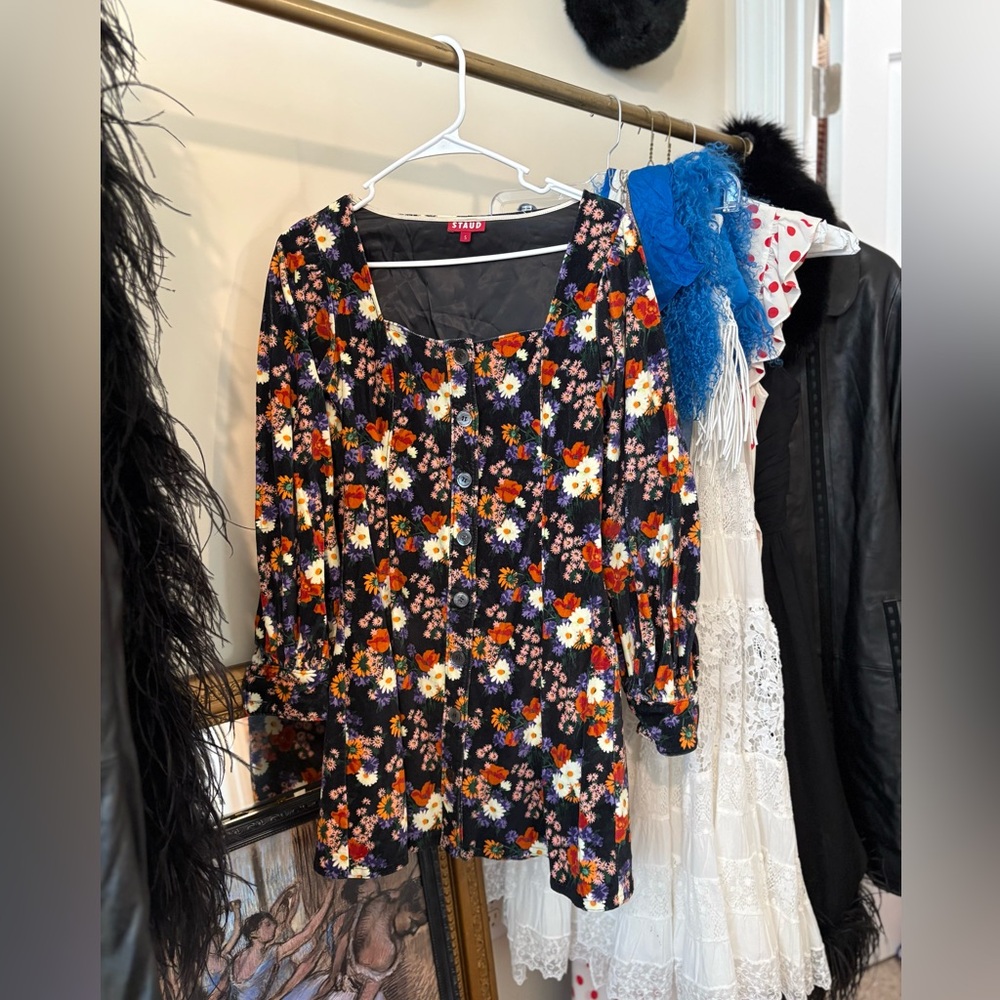 Staud Chandler Velvet Mini Dress - Picture 4 of 8